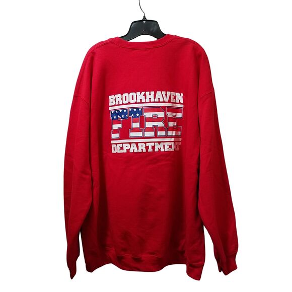 Brookhaven Fire Department Crewneck Sweatshirt Men’s 4XL Red Gildan Heavy Blend - Picture 2 of 6